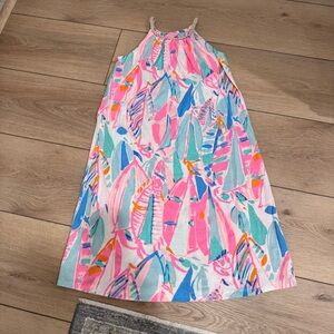 Lilly Pulitzer Girls Alyssa Out To Sea Sleeveless Boat Print Maxi Dress L 8-10